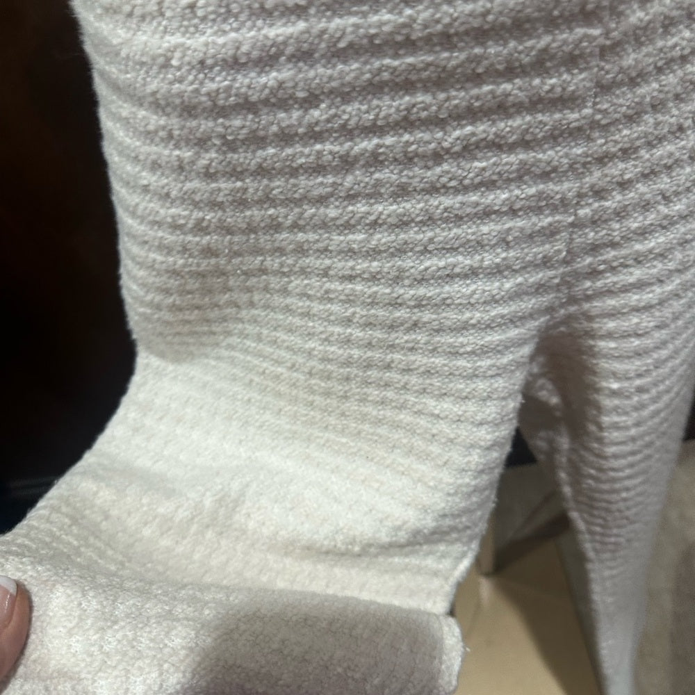 NWT SIZE 40 Sandro Cream Textured Wide Leg Pants