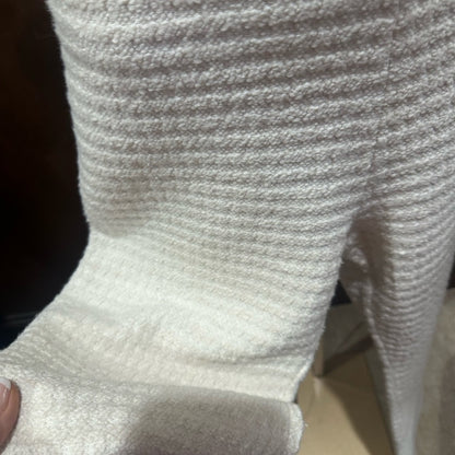 NWT SIZE 40 Sandro Cream Textured Wide Leg Pants