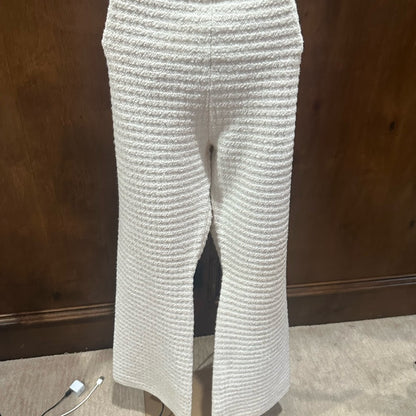NWT SIZE 40 Sandro Cream Textured Wide Leg Pants