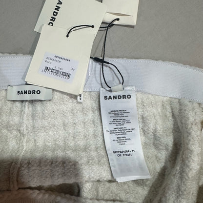 NWT SIZE 40 Sandro Cream Textured Wide Leg Pants