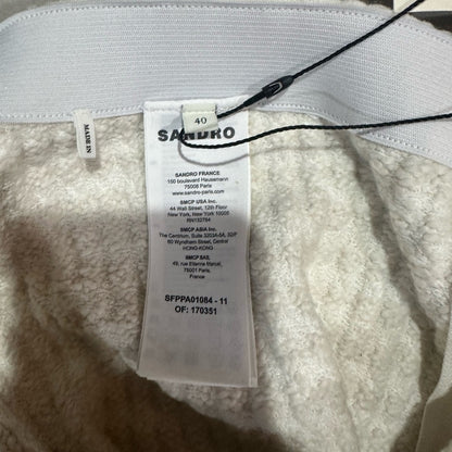 NWT SIZE 40 Sandro Cream Textured Wide Leg Pants