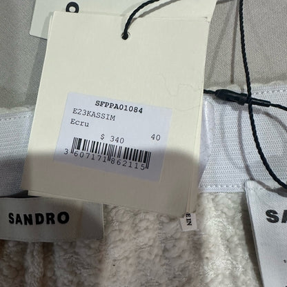 NWT SIZE 40 Sandro Cream Textured Wide Leg Pants
