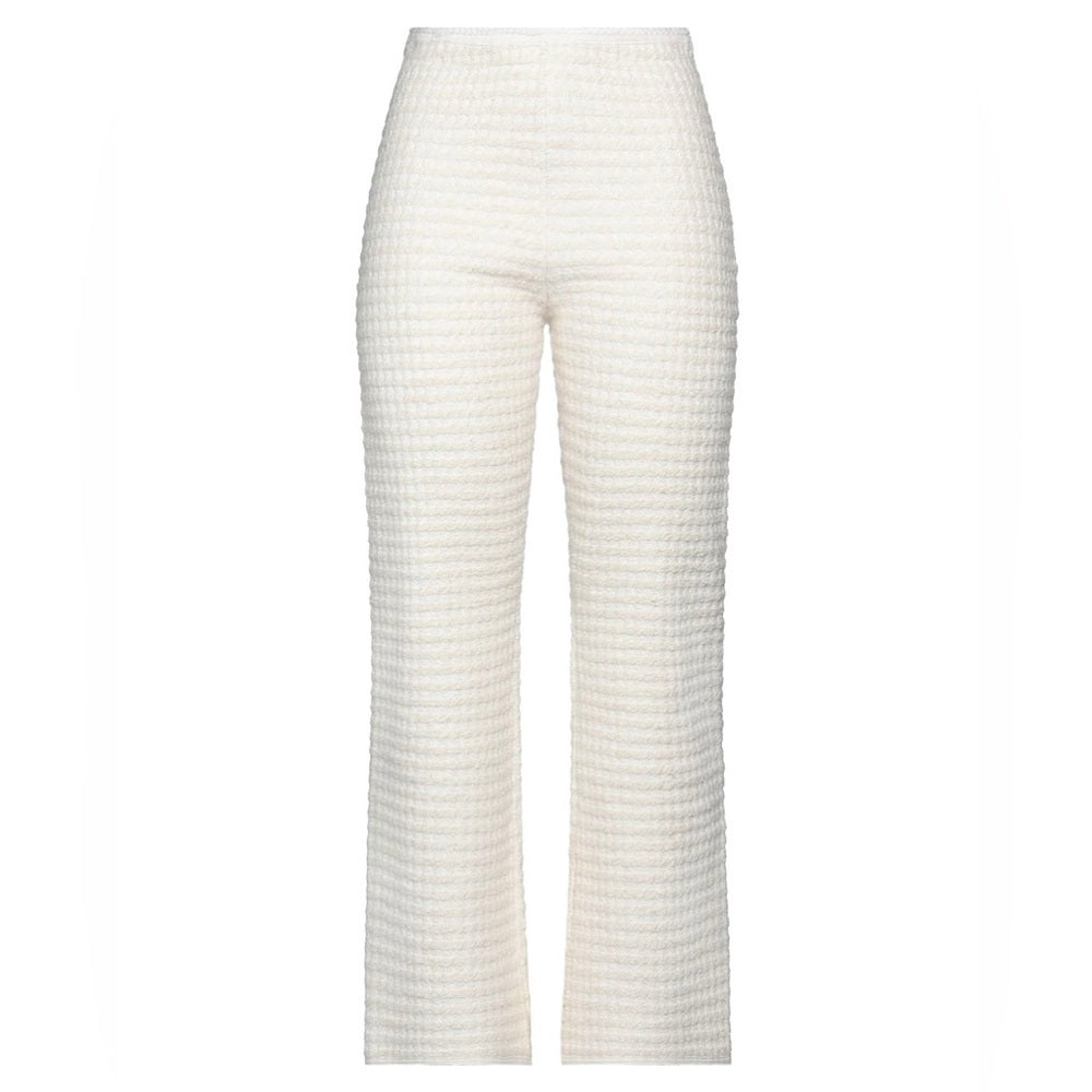 NWT SIZE 40 Sandro Cream Textured Wide Leg Pants