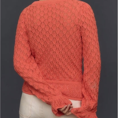 SIZE S ANTHROPOLOGY Vibrant Coral Textured Sweater