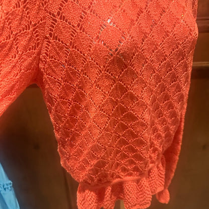 SIZE S ANTHROPOLOGY Vibrant Coral Textured Sweater