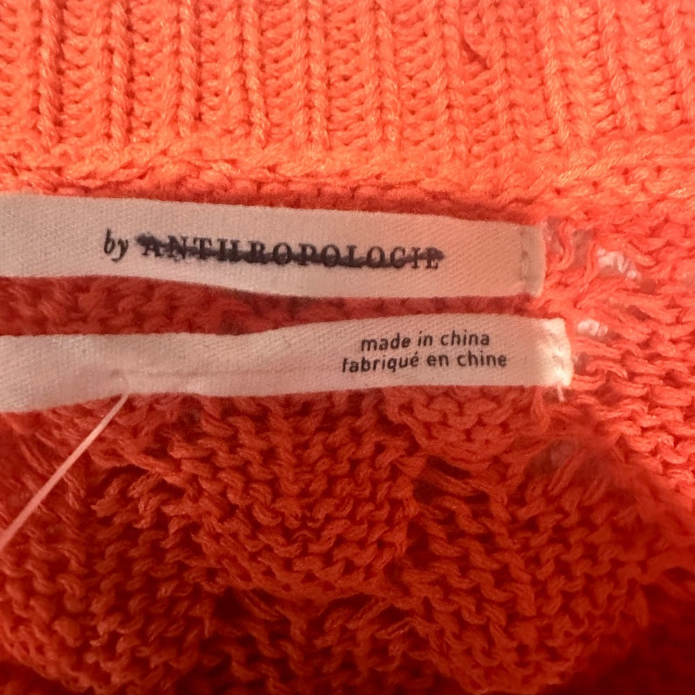 SIZE S ANTHROPOLOGY Vibrant Coral Textured Sweater
