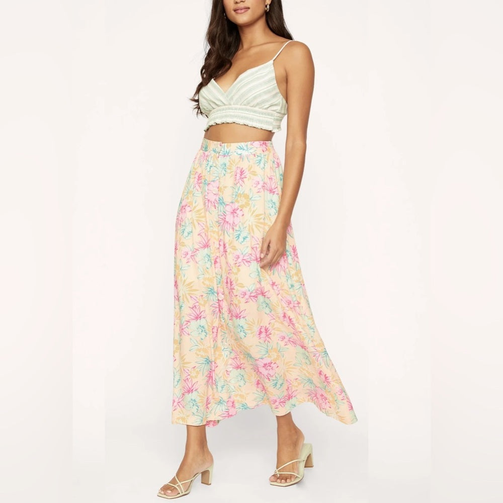 NWT SIZE M Lost + Wander Vibrant Floral Maxi Skirt