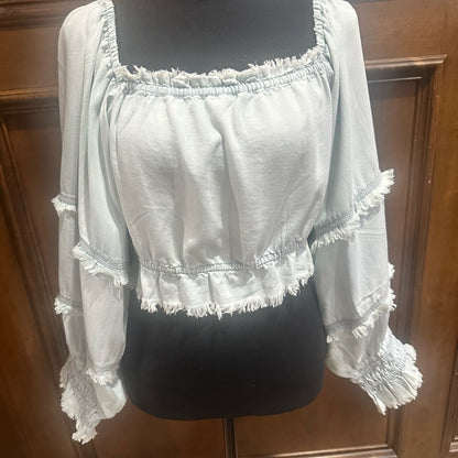 NWT SIZE XL Ramy Brook Sky Blue Smocked Blouse