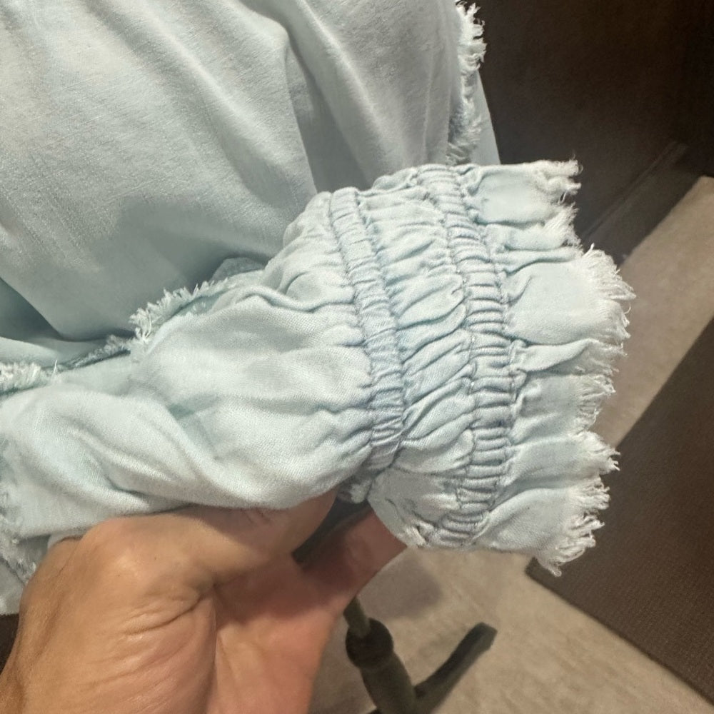 NWT SIZE XL Ramy Brook Sky Blue Smocked Blouse