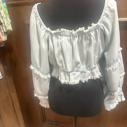 NWT SIZE XL Ramy Brook Sky Blue Smocked Blouse