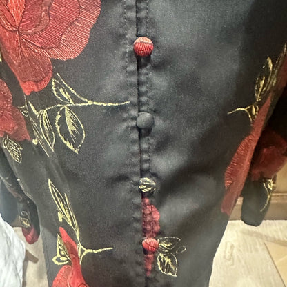 SIZE S cupcakes & cashmere Black Blouse with Red Floral Design