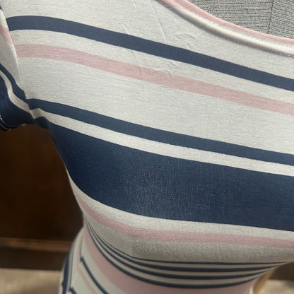 NWT SIZE 6 Boohoo Striped Midi Dress in Navy and Cream