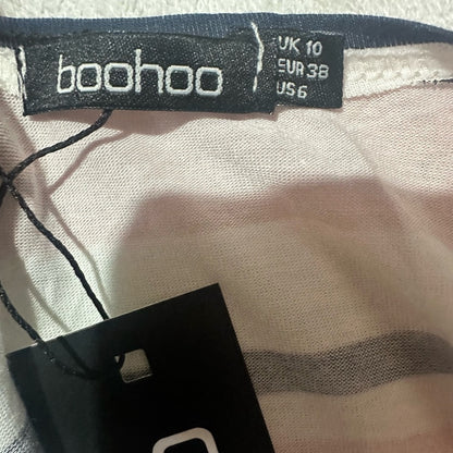 NWT SIZE 6 Boohoo Striped Midi Dress in Navy and Cream