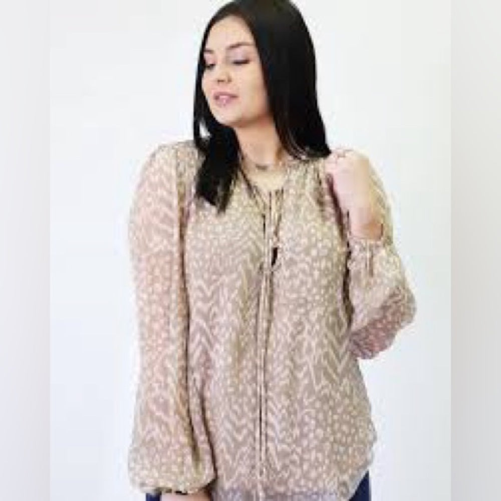 NWOT SIZE M Together Taupe Printed Blouse