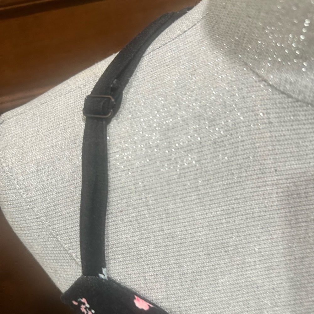 SIZE L No Boundaries Strapless Dress with Black and Pink Floral Design