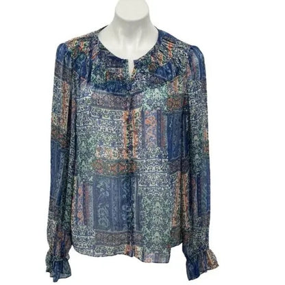 NWT SIZE S Ramy Brook Blue Paisley Blouse