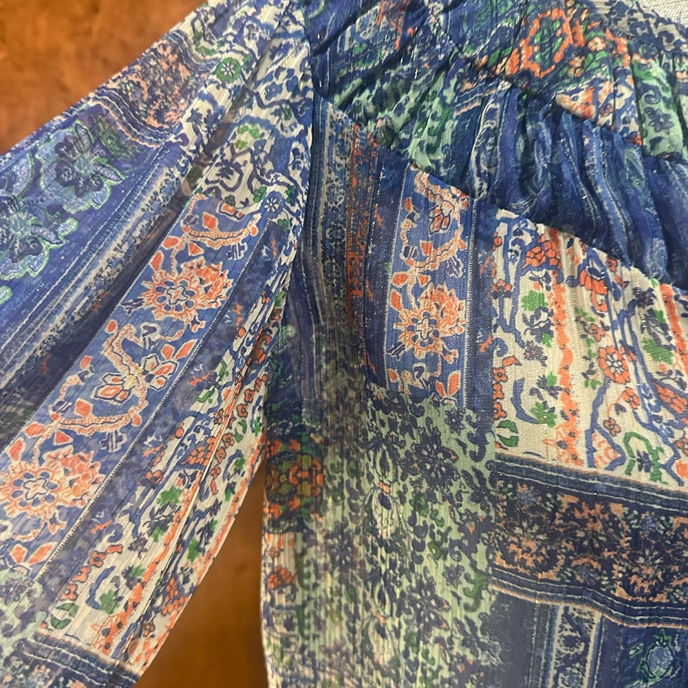 NWT SIZE S Ramy Brook Blue Paisley Blouse