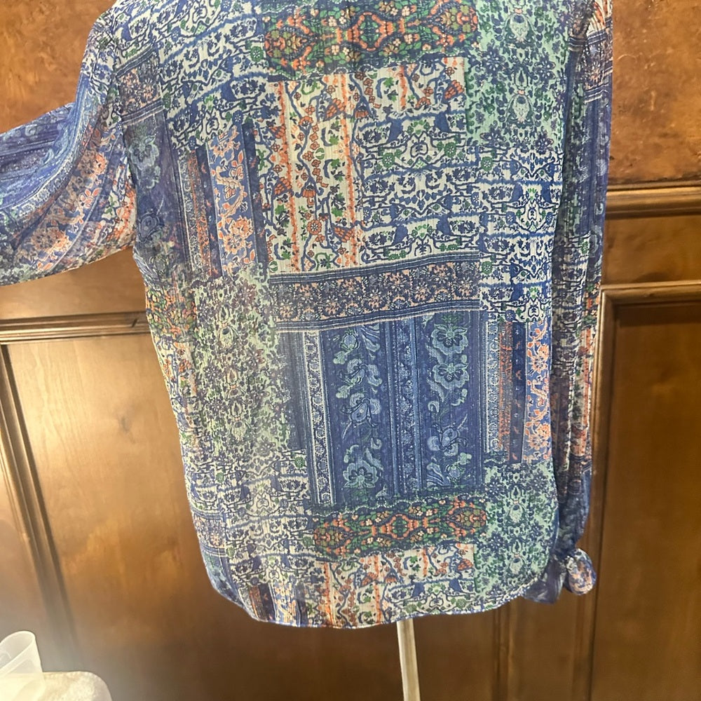 NWT SIZE S Ramy Brook Blue Paisley Blouse
