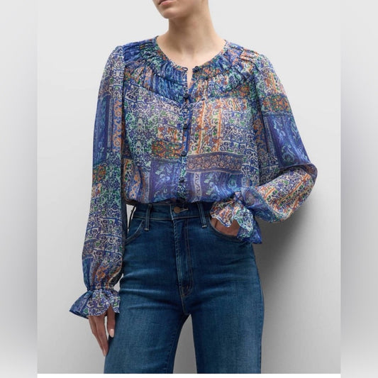 NWT SIZE S Ramy Brook Blue Paisley Blouse