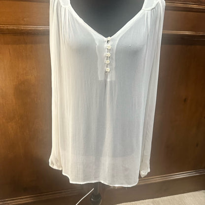 SIZE M Zara Elegant White V-Neck Blouse