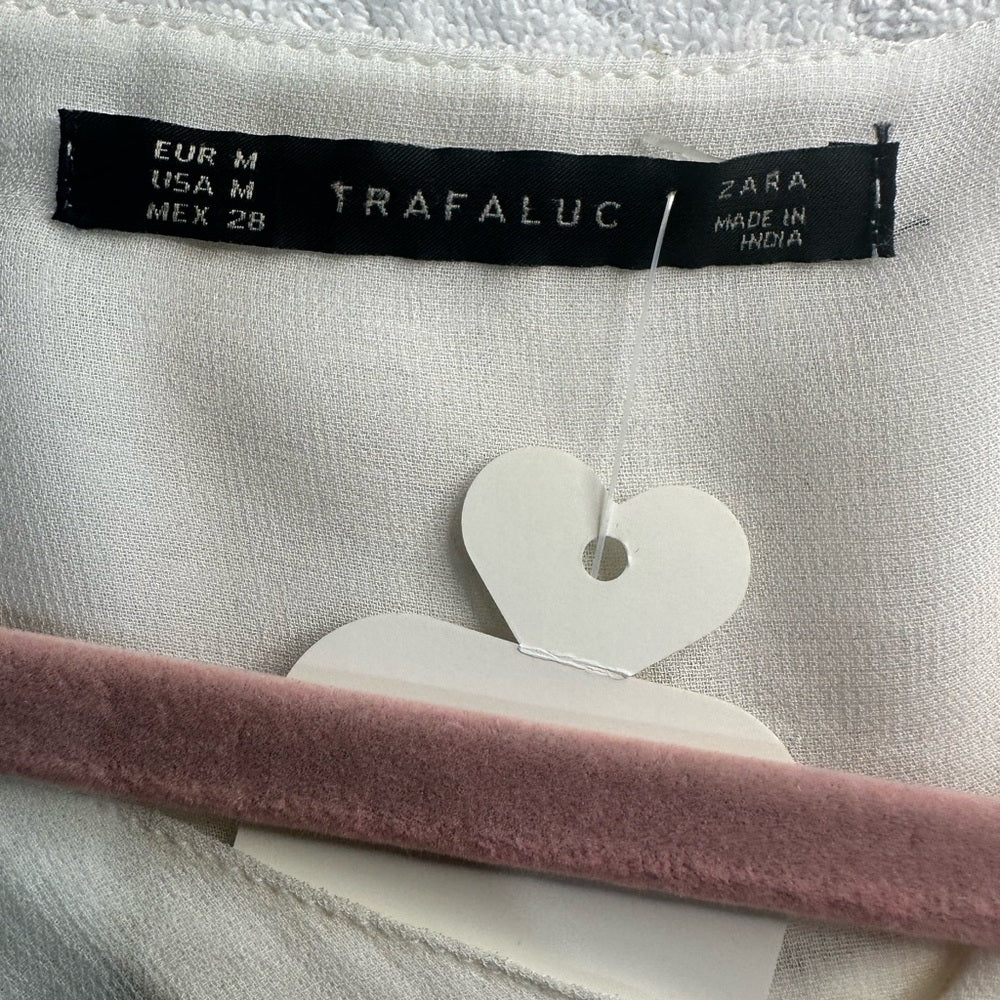 SIZE M Zara Elegant White V-Neck Blouse