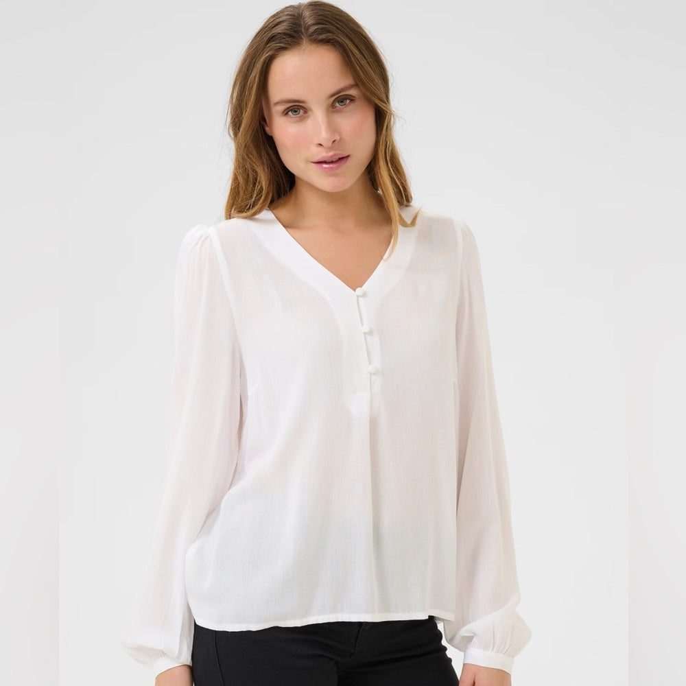 SIZE M Zara Elegant White V-Neck Blouse
