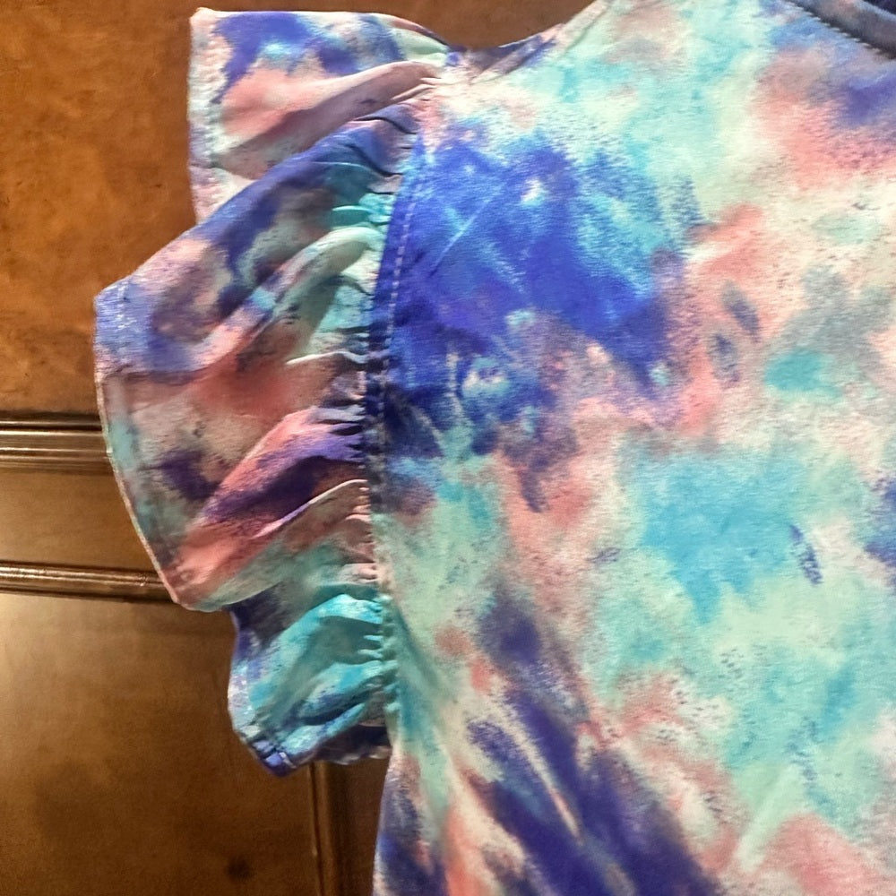 NWOT SIZE L THML Vibrant Tie-Dye Ruffle Blouse