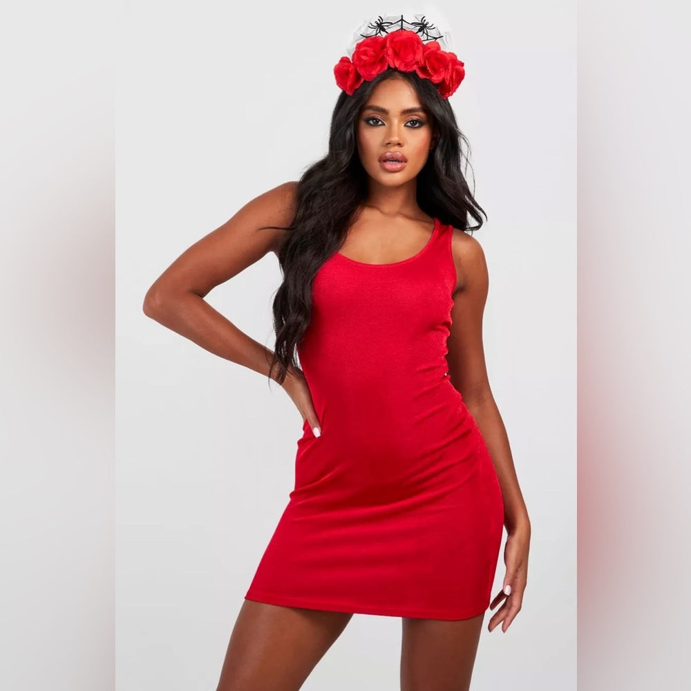 NWT SIZE 8 Boohoo Vibrant Red Mini Dress