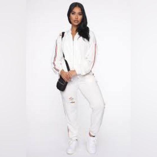 NWT SIZE S Fashion Nova White Track Pants & Joggers