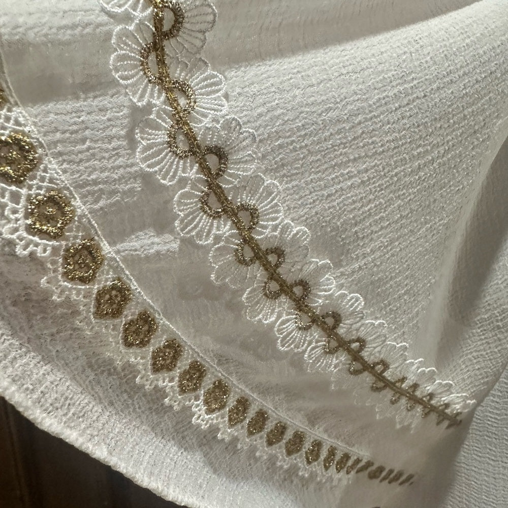 NWT SIZE XS WILL FIT UP TO A LARGE Ramy Brook Ivory Mini Dress w/ Golden Accents