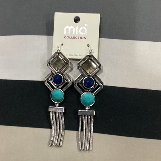MIA Silver and Blue Geometric Earrings