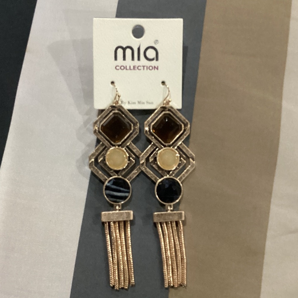 MIA Gold and Black Geometric Earrings