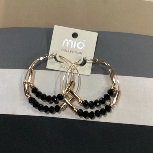 MIA Black and Gold Beaded Hoop Earrings
