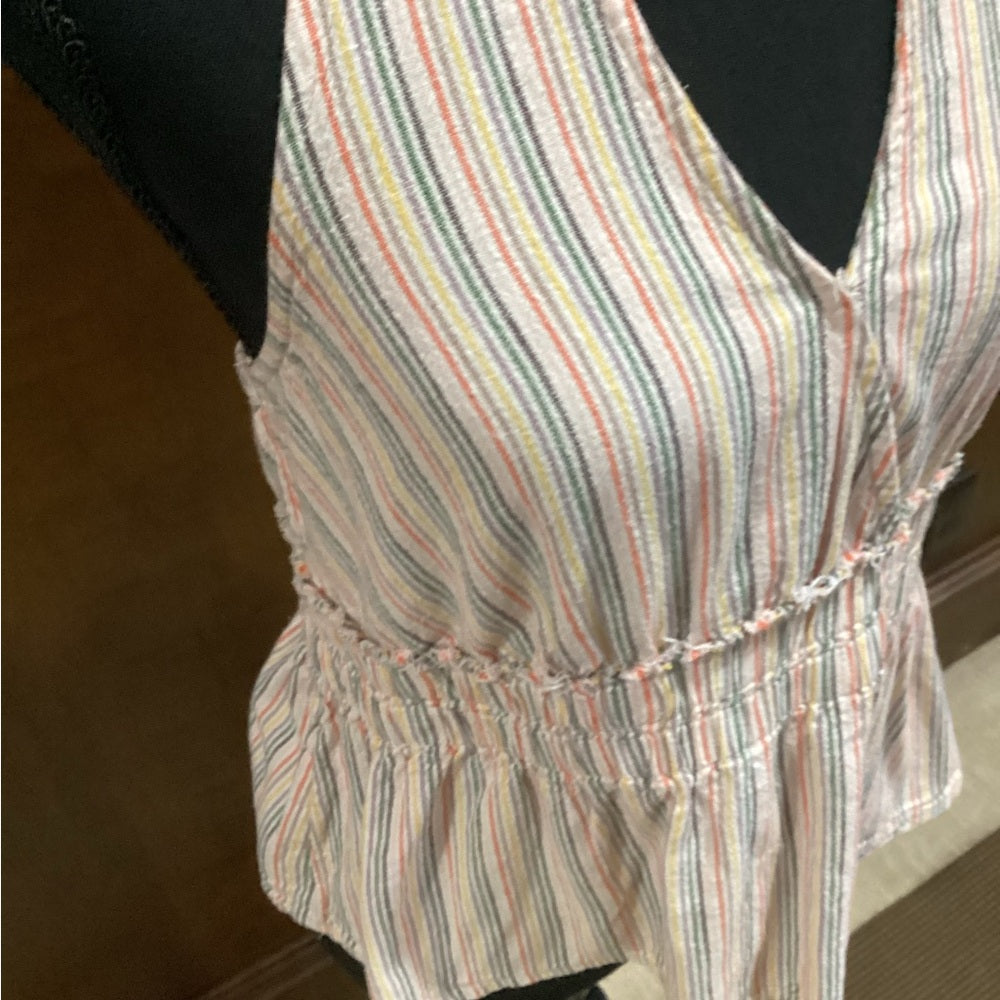 SIZE M American Eagle Striped Halter Top - Pink and Blue