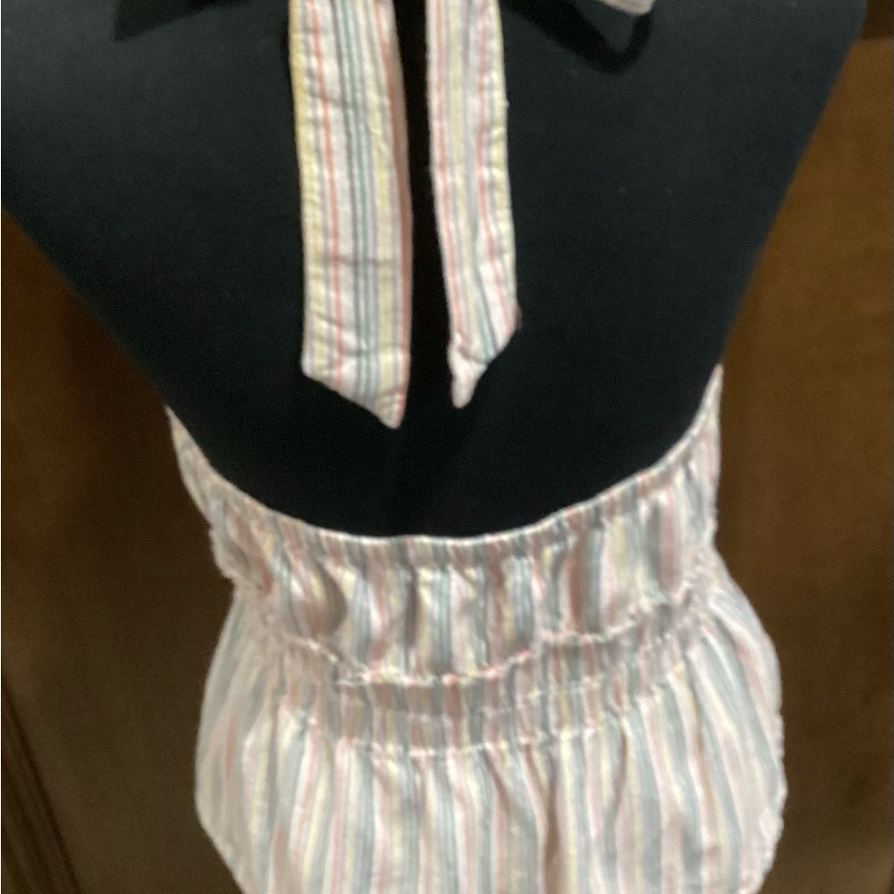 SIZE M American Eagle Striped Halter Top - Pink and Blue