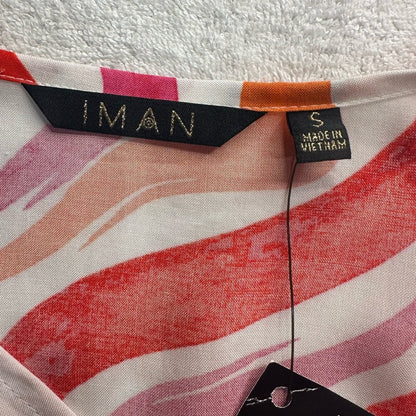 NWT SIZE S IMAN Women's Bold Pink and Orange Button Down Shirt