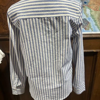 NWOT SIZE S/M BiBi Blue and White Striped Button-Down Shirt