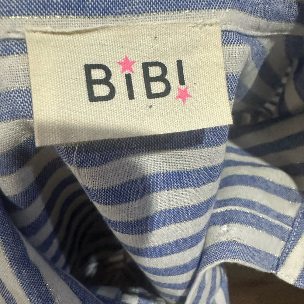 NWOT SIZE S/M BiBi Blue and White Striped Button-Down Shirt