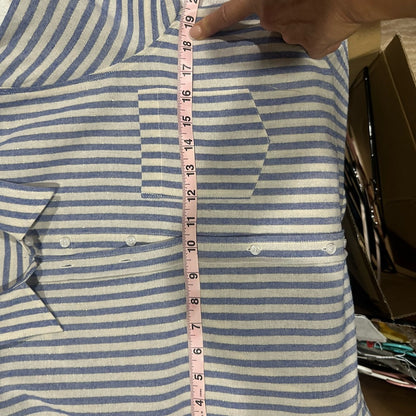 NWOT SIZE S/M BiBi Blue and White Striped Button-Down Shirt