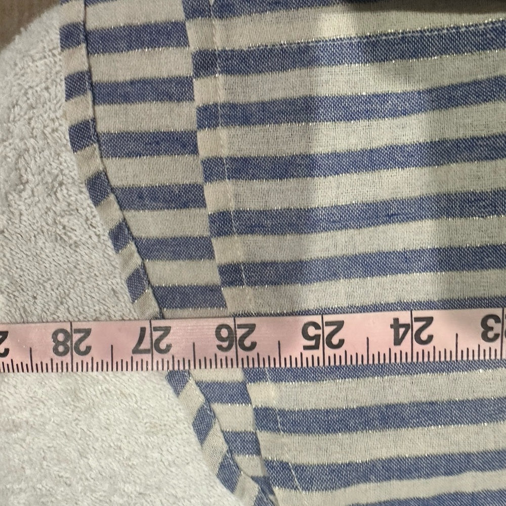 NWOT SIZE S/M BiBi Blue and White Striped Button-Down Shirt