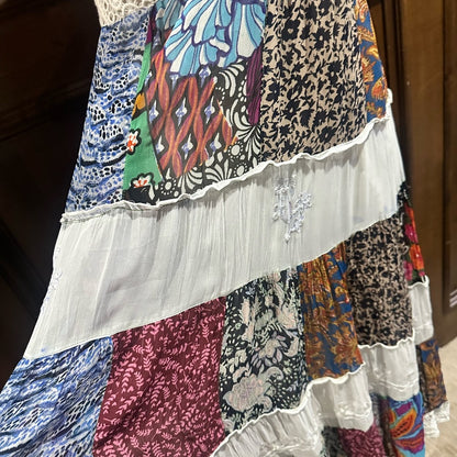 NWT SIZE M Colorful Patchwork Lace Maxi Dress