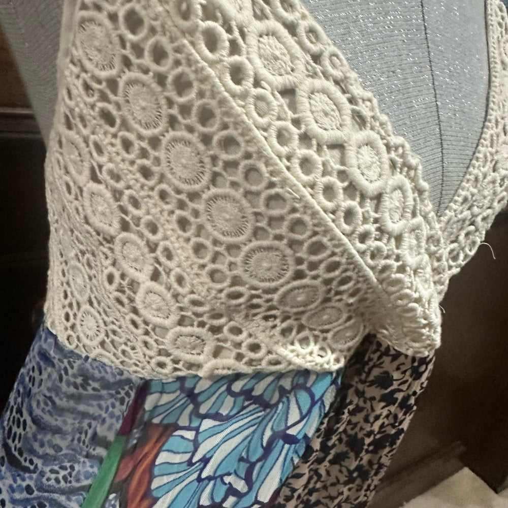 NWT SIZE M Colorful Patchwork Lace Maxi Dress