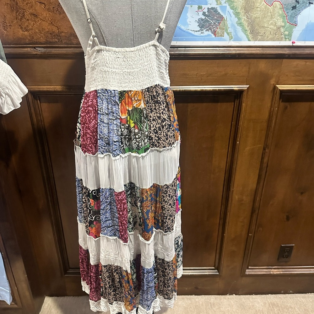 NWT SIZE M Colorful Patchwork Lace Maxi Dress