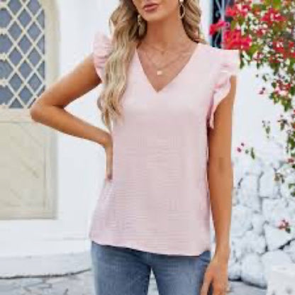 NWOT SIZE M/L Chic Ruffle Sleeve Blouse in Soft Pink