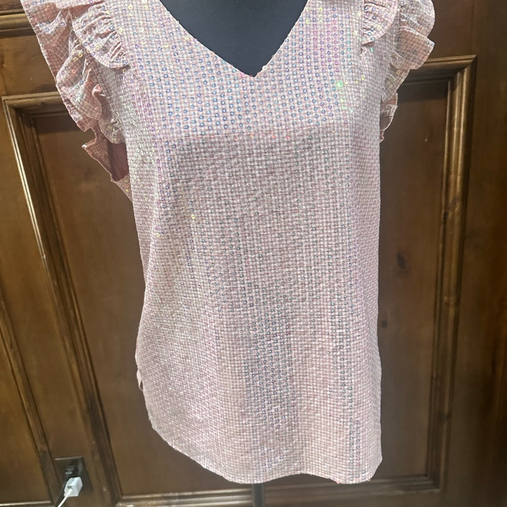 NWOT SIZE M/L Chic Ruffle Sleeve Blouse in Soft Pink