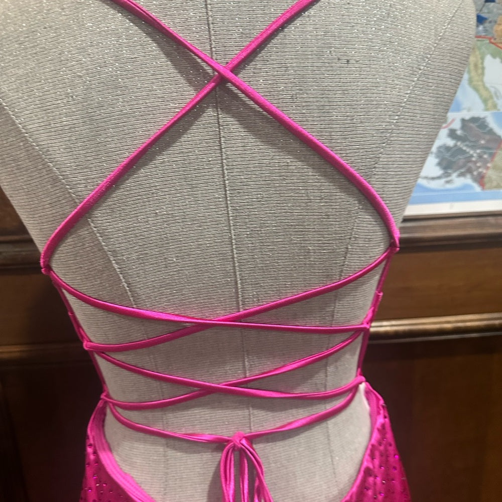 NWT SIZE XL Lulu's Strapless Hot Pink Gown