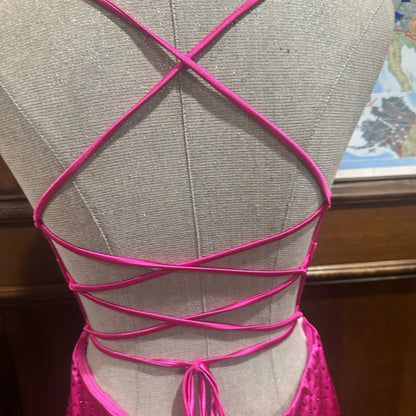 NWT SIZE XL Lulu's Strapless Hot Pink Gown