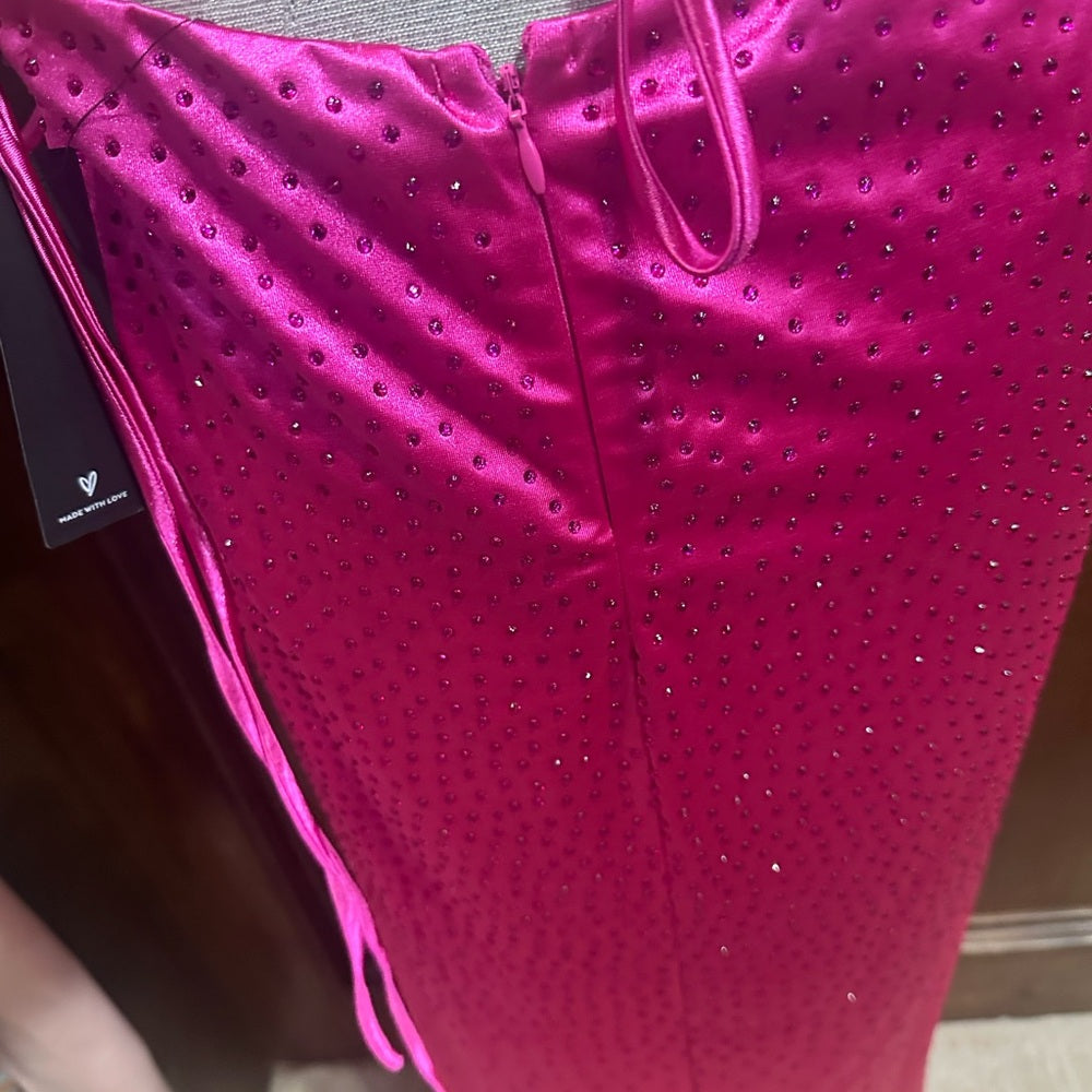 NWT SIZE XL Lulu's Strapless Hot Pink Gown