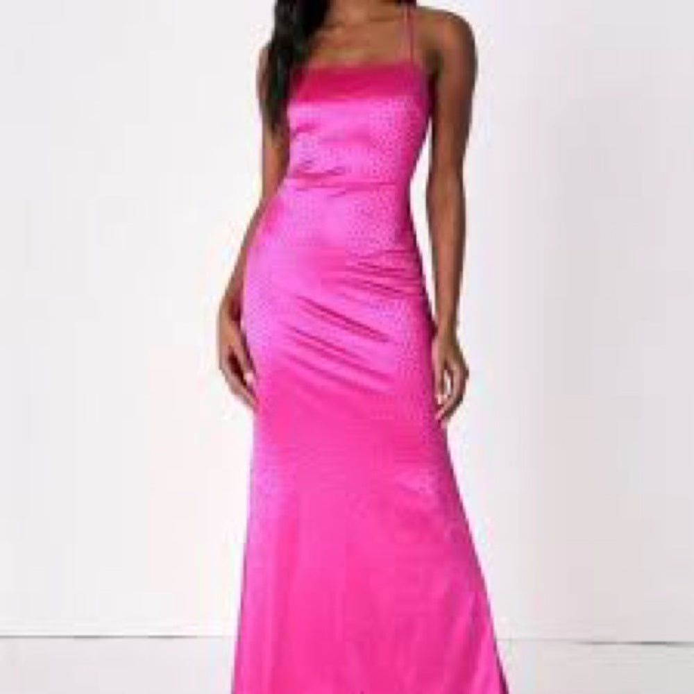 NWT SIZE XL Lulu's Strapless Hot Pink Gown