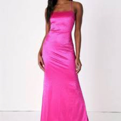 NWT SIZE XL Lulu's Strapless Hot Pink Gown